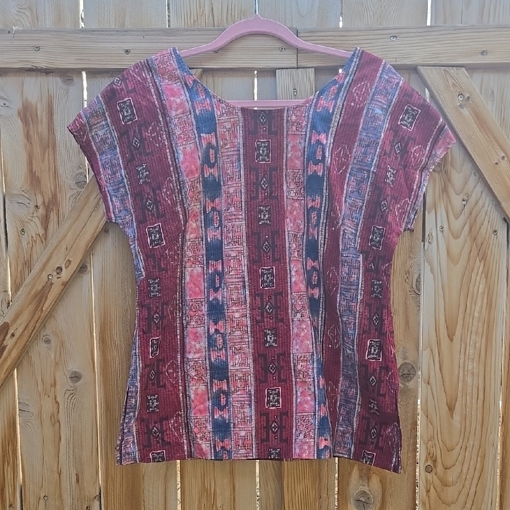 Fitted Carolene de Mesilla boutique, Southwest inspired cap sleeve Cotton Blouse